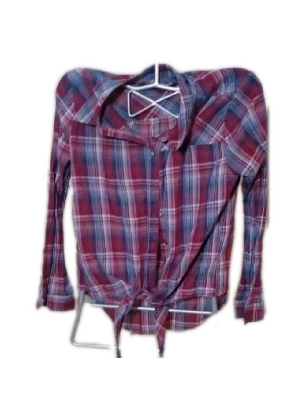 Socialite Size Medium Blouse Long Sleeve-light Plaid Red Spring & Summer